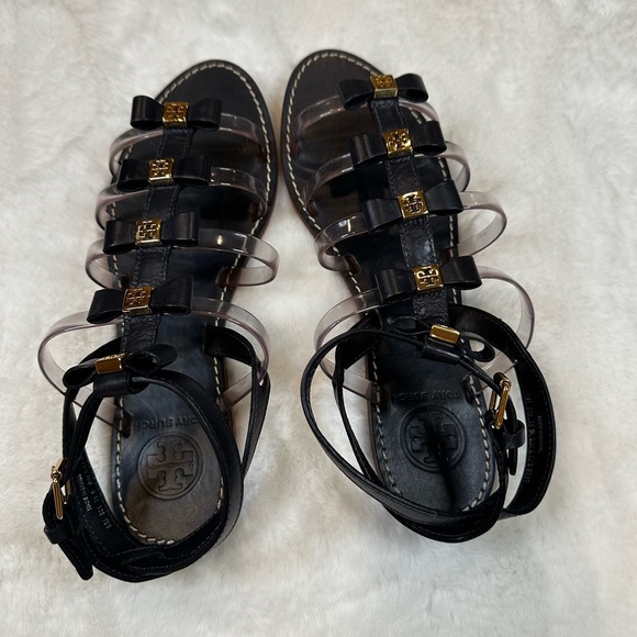 Tory Burch navy and Gold Bow Sandals - Picture 4 of 11